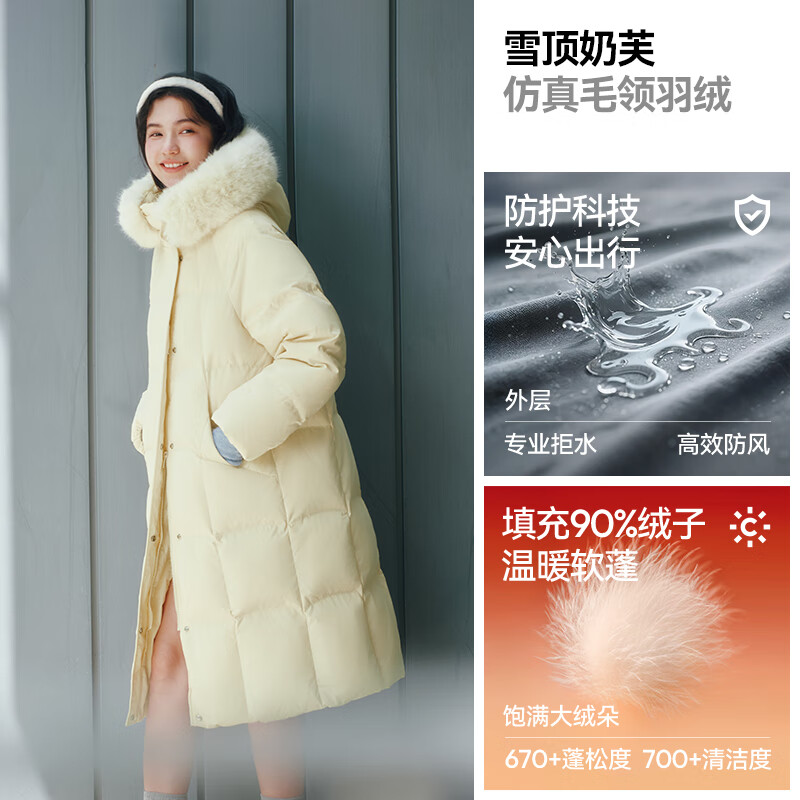 Semir Chen Duling 90 down jacket women's long detachable big fur collar sweet coat 25 winter 109725113006