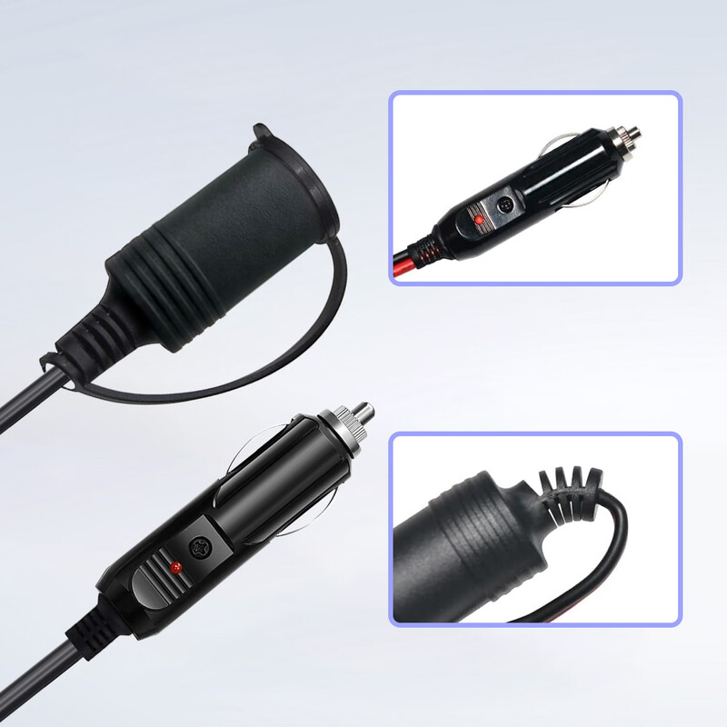 JYFT Jianfeng 18AWG-1.5m car cigarette lighter socket extension cord male and female pure copper car washing machine air pump car refrigerator thick conductive strong waterproof black outer quilt