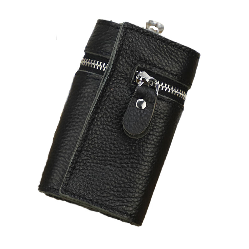 Kangaroo Luxury New Women's Genuine Leather Key Bag Unisex Household Compact Hand-held Waist Bag Multifunctional Large Capacity Cow Upgraded Version Black