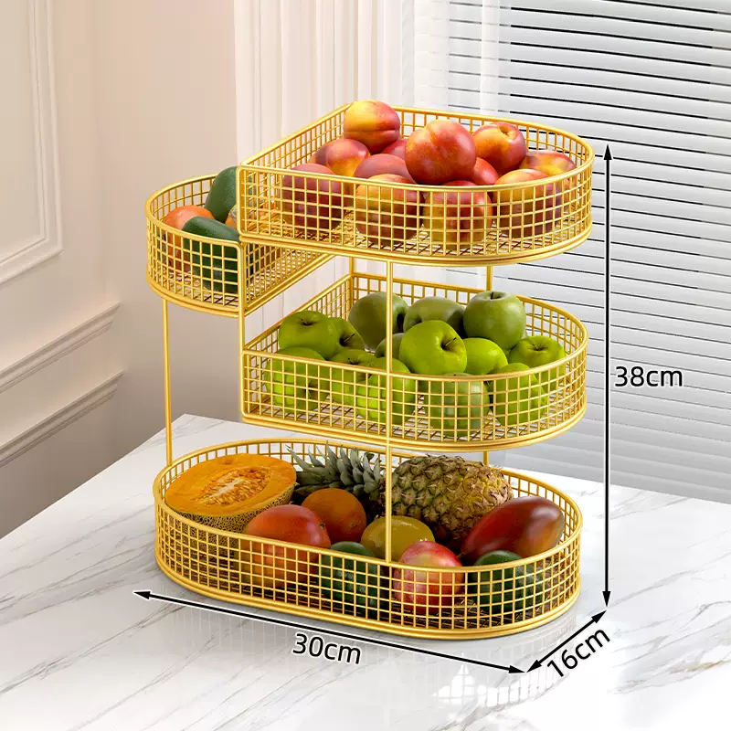 Yusenyi Fruit Plate Light Luxury Living Room Coffee Table Candy Plate Multi-layer Storage Rack Dessert Fruit Snack Basket Fruit Basket Household Plate Xinxin Xiangyin Literary Gold Trumpet Four-layer