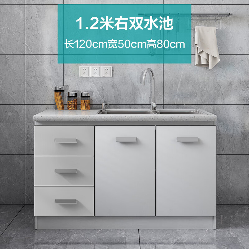 Integrated kitchen cabinets, stove cabinets, integrated simple assembly, quartz stone countertops, multi-functional storage, ready-made finished cabinets, yellow double doors