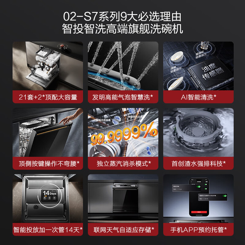 FOTILE Embedded Dishwasher S7 Inspiration Series 21+2 Sets Large Capacity Intelligent Investment and Washing Fully Hosted Adaptive Storage Five-Star Disinfection and Superior Water Efficiency