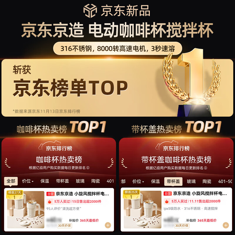 Made in Tokyo, small whirlwind mixing cup electric automatic coffee cup type-c rechargeable 316 stainless steel 400ml