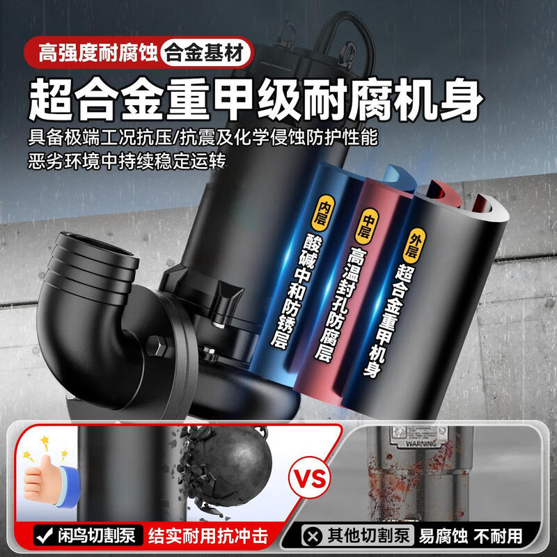 Xianniao cutting sewage pump for pumping excrement with blade mud pump for rural toilets sewage pump sludge lifting pump 1500w cutting pump 2 inch + 10 meter pipe special water pump for pumping excrement in rural areas