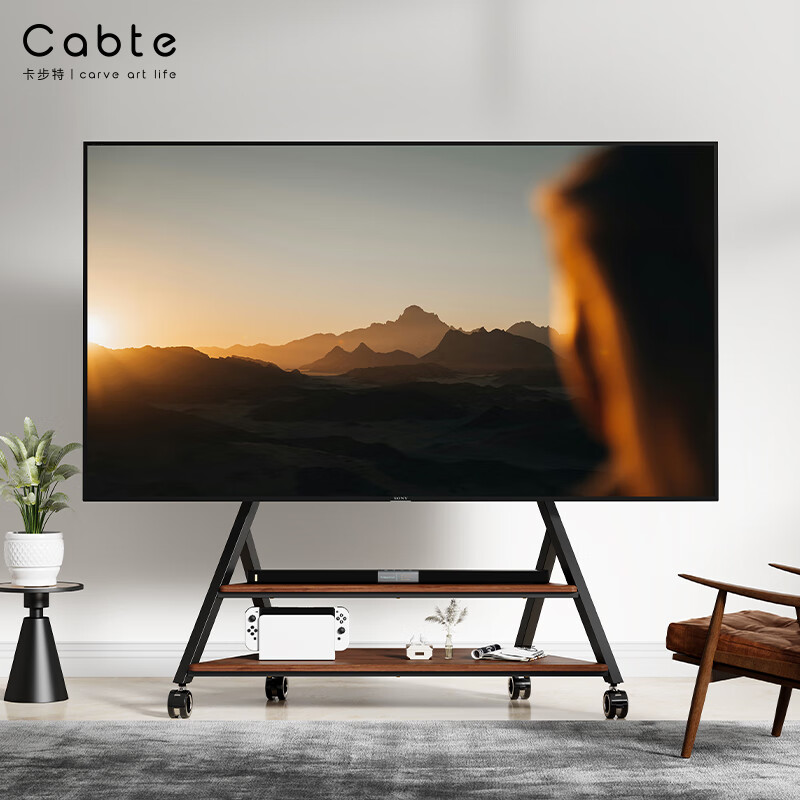 CABTE 55-100-inch TV Art Mobile Bracket Floor TV Cart Suitable for Sony, Xiaomi, Samsung, Huawei, Skyworth Hisense and other mobile TV cabinets and racks