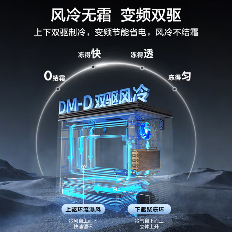 Midea Frost-free King 126 liter single temperature freezer air-cooled frost-free dual frequency conversion dual system-40 cryogenic storage sterilization and deodorization energy-saving refrigeration and freezing household freezer refrigerator BD/BC-126WKEMS dazzling blue 126L