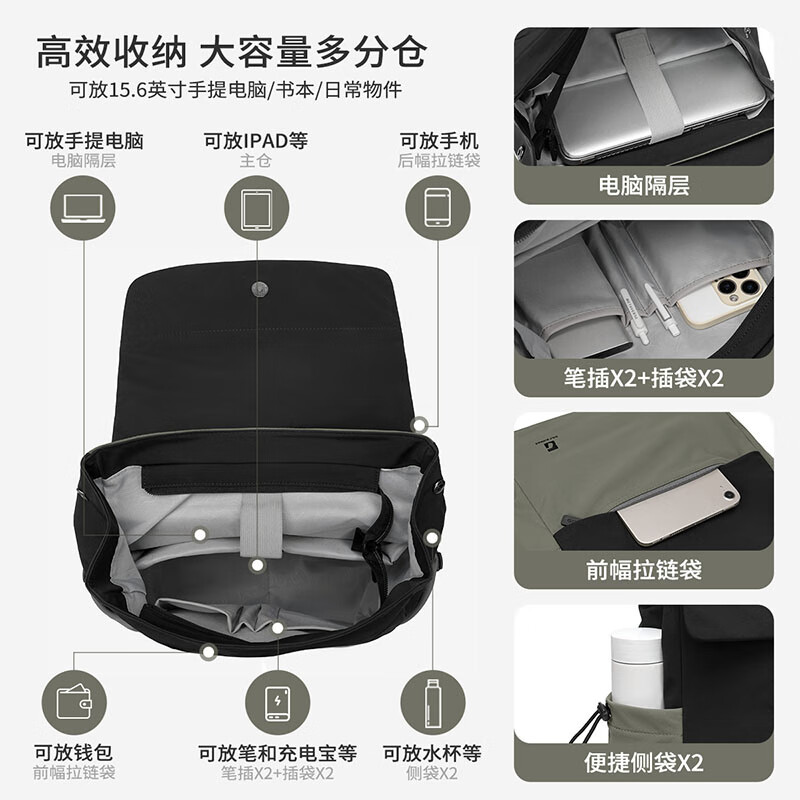 Golf (GOLF) Lightweight Backpack Computer Bag for Men and Women 14/16-inch Laptop Backpack Large Capacity Student School Bag Business Travel