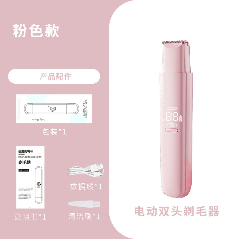 RASW German epilator, electric shaver, private shaver, special artifact for boys and girls, double-headed body armpit and leg hair protection private and safe shaver, birthday gift for girls, pink, digital display, high configuration, 360, no dead ends + 0 pain + double heads