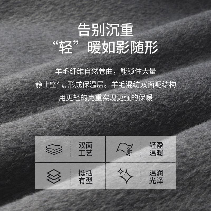 Olrain Ou Ruier temperament luxury warm woolen coat winter women's mid-length woolen double-sided woolen top warm clothes gray M