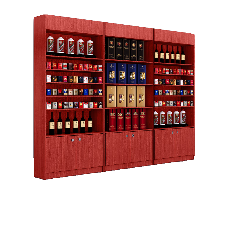 Tobacco and wine cabinet display cabinet product display cabinet high-end convenience store tobacco and wine cabinet shelf multi-functional storage cabinet can be customized A type tobacco cabinet-warm white 80*30*220