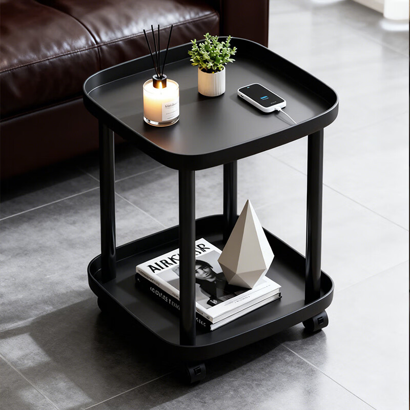 Zhuobo coffee table side table movable small table small coffee table bedside table storage rack storage cabinet CJ19 black