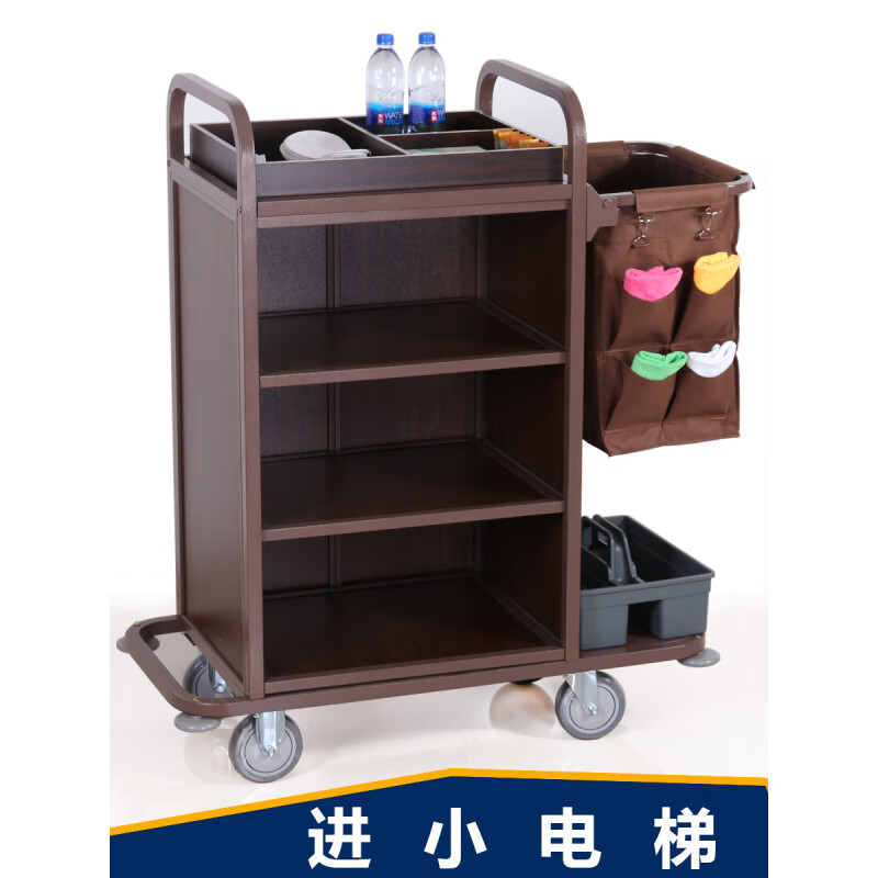 Hotel hotel small short guest room multi-functional hand push linen cart cleaning work cart cleaning cart guest room entrance hygiene service cart quality model (covered and covered)