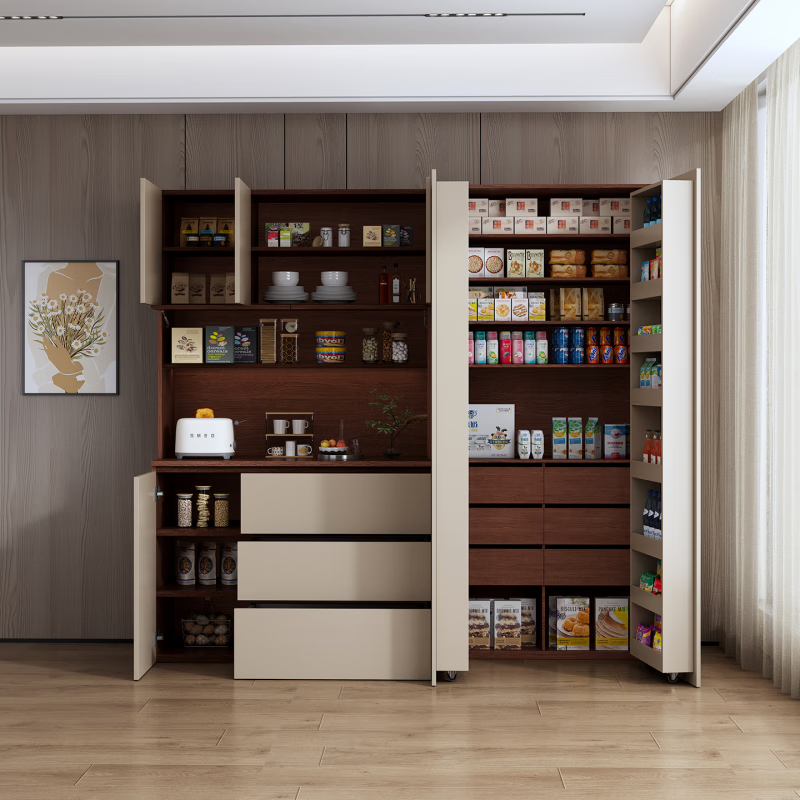 Shu Yiran mid-century style living room dining cabinet wall-mounted integrated storage cabinet multi-functional snack wine cabinet home dining room tea high cabinet Contact customer service to customize color and size