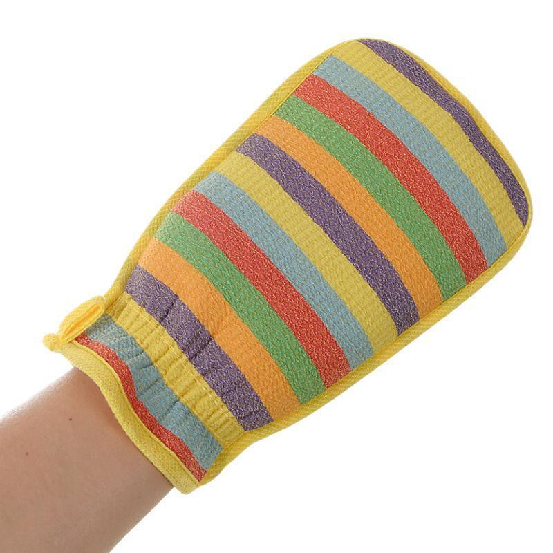 Double-sided coarse sand bath towel, household bath towel, powerful adult mud rub without hurting the skin, rainbow strip bath towel, blue