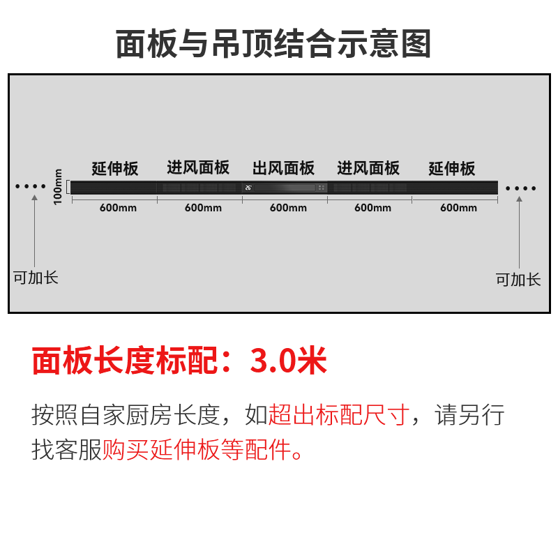 博伸(Booshen)COOL家厨房空调制冷机凉霸家用嵌入式吸顶嵌入一体无外机厨房空调 需打2孔 大1匹 适用 8 双出风