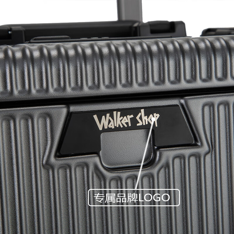 Walker Shop Light Luxury Brand Carry-on Case Aluminum Frame Trolley Case Small Lightweight Business Suitcase Front Opening Luggage Box Black Front Opening Lid + Cup Holder + USB Charging 16 Inch Horizontal Style/Can Be Boarded