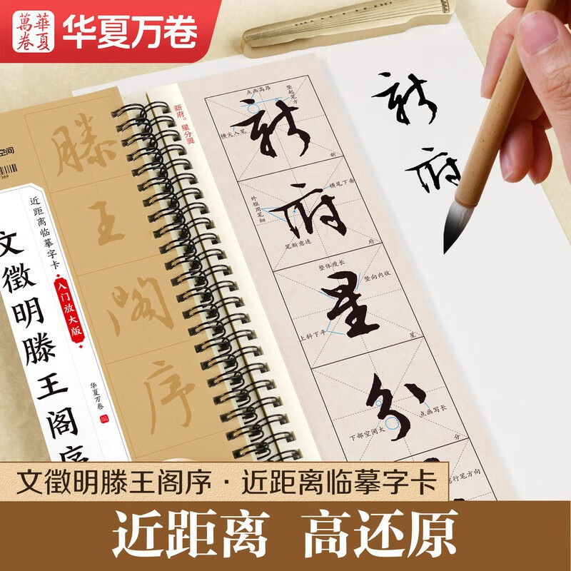 Huaxia Wanjuan brush inscriptions Wen Zhengming's close-up copying calligraphy card entry enlarged version Wen Zhengming's Tengwang Pavilion preface adult beginners' hobbies running script soft pen copying calligraphy