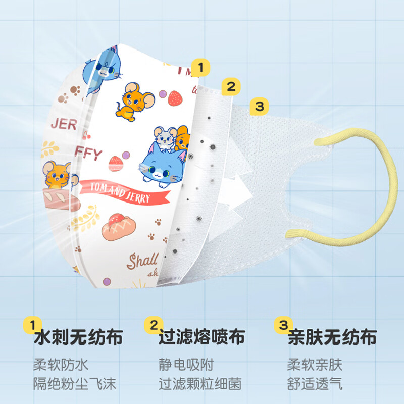 Haishi Hainuo 3D three-dimensional disposable children's mask 6-12 years old, individually packaged, one bag, dust-proof, cold-proof and warm in winter