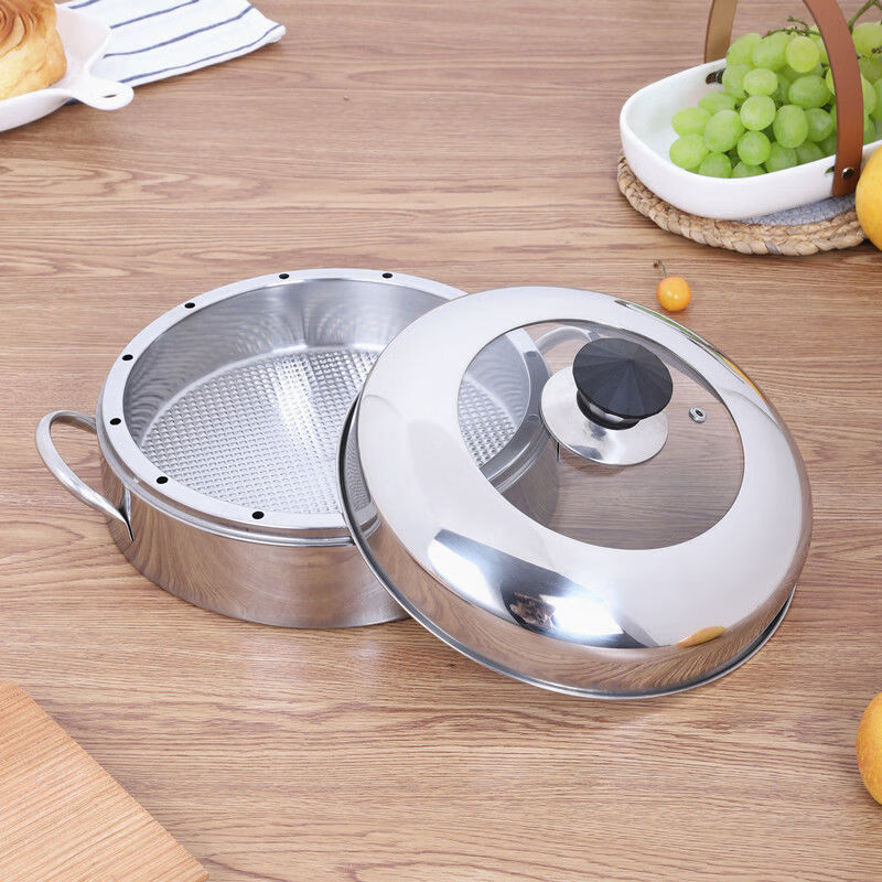 Energy-saving pot lid, anti-odor steamer lid, high lid, household 24CM26CM28 stainless steel rice steamer lid, inner diameter 27cm, anti-odor steamer lid with diamond button