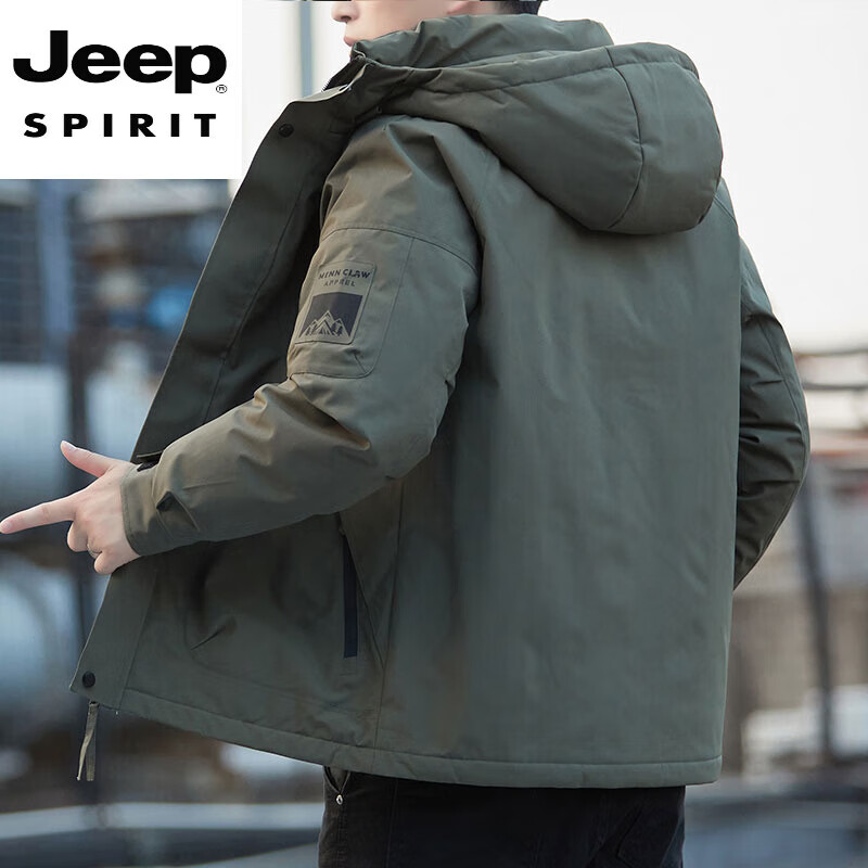 JEEP SPIRIT Jeep down cotton men's jacket 2025 winter new thickened cotton windproof jacket J6987 black 4XL 170-185 catties