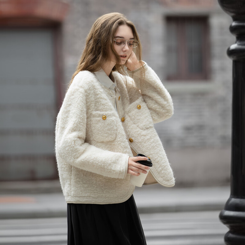 TonLion 2025 Winter Women's Imitation Lamb Hair Small Fragrance Style Short Jacket