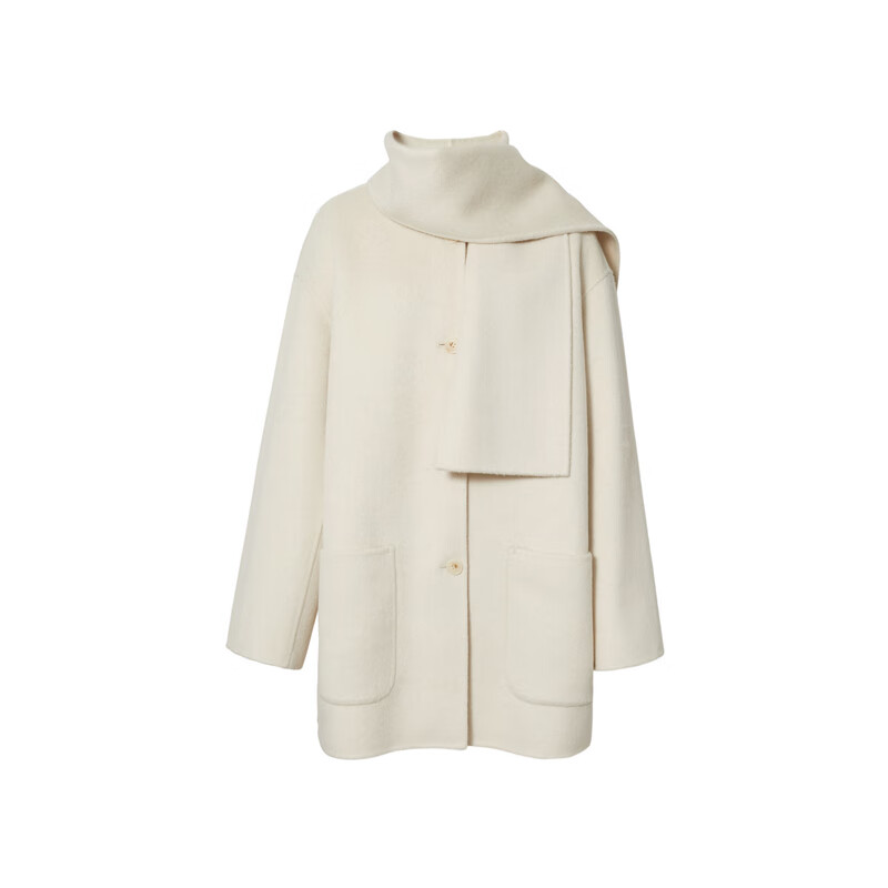 Eveli (eifini) Jiang Xin endorses Eveli removable scarf coat with one hand large patch pocket woolen coat 2025 winter new style off-white free scarf with order M 115-125 catties