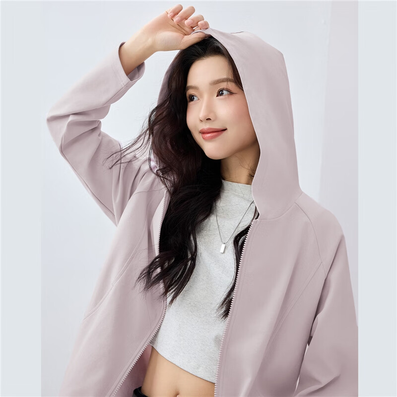 Giordano casual jacket women's new curved pocket hooded raglan zipper sports sweatshirt cardigan 05375462