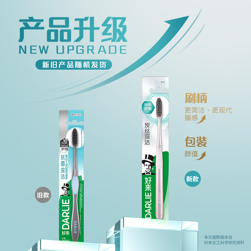 DARLIE Haolai (original black) charcoal deep cleansing soft bristle toothbrush 8 pieces (new and old are randomly distributed)