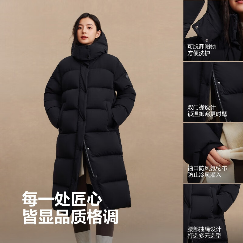 Bosideng 2025 winter fashionable casual soft and comfortable long loose thick feather removable hood down jacket