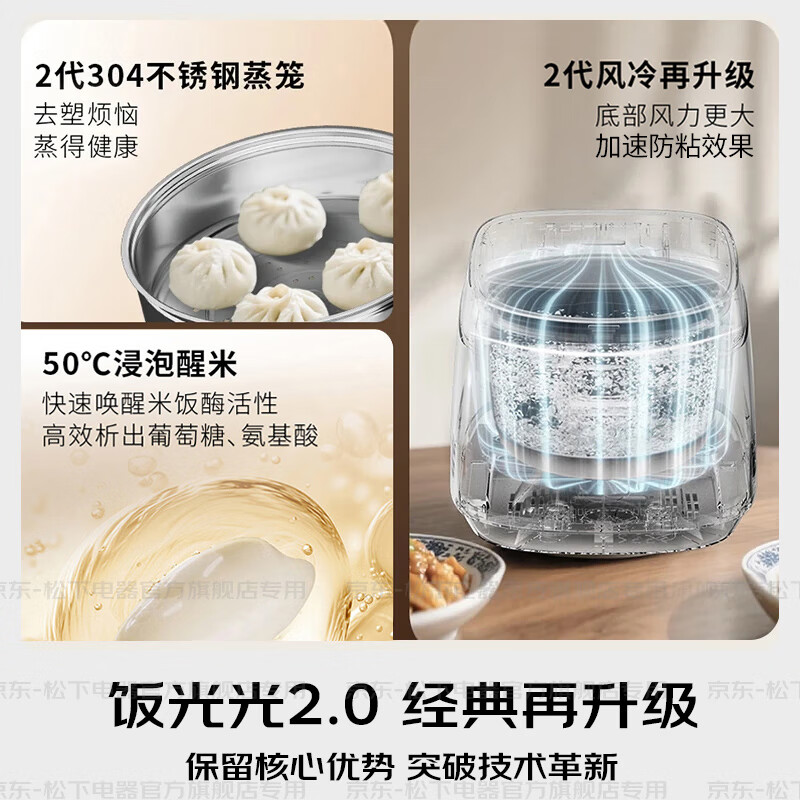 Panasonic Rice Cooker 2.0 Coating IH Heating Household Rice Cooker 4-5 People Uncoated Stainless Steel 4 Liter Level One Energy Efficiency SR-HNS152-W