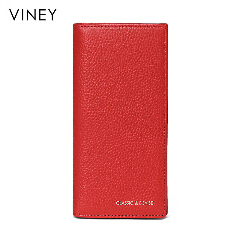 Viney first-layer cowhide wallet women's long large-capacity mother's clutch bag simple light luxury student coin purse wallet wallet