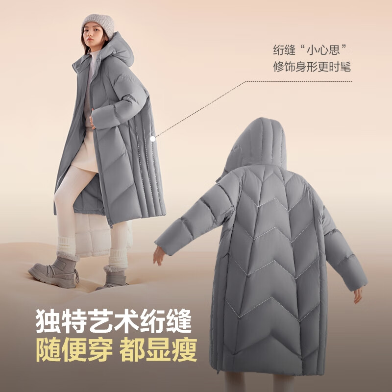 Bosideng 25 Down Jacket Women's Winter 90 Down Thick Hooded Loose Extra Long Casual Versatile Warm Jacket