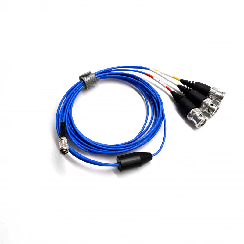 1/4-28UNF to BNC four-core connector suitable for PCB three-axis sensor vibration acceleration connection line customization blue 10m