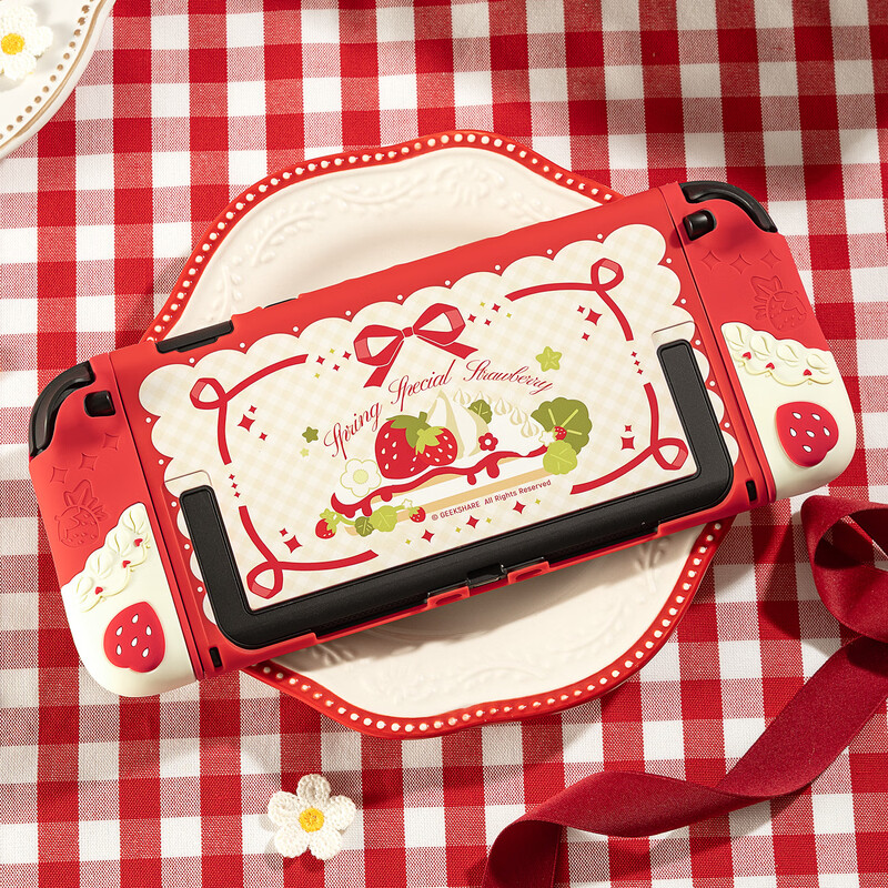 Extremely Want Nintendo Switch2 Protective Case NS2 Controller Soft Silicone Protective Cover Rocker Cap Set Split Anti-fall Girls Pink Spring Strawberry Game Console Host Accessories