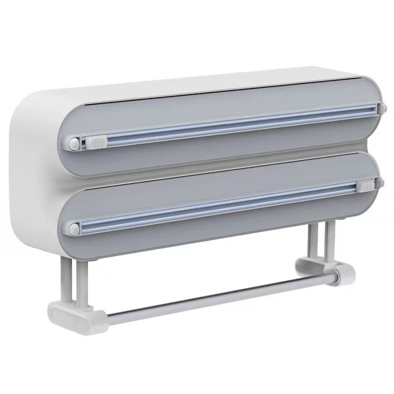 Miling Kitchen Refrigerator Magnetic Wall-mounted Cling Film Cutter Traceless Paper Towel Hanger Storage (Main Picture 2) Double-layer Gray Cutter Magnetic Adhesive