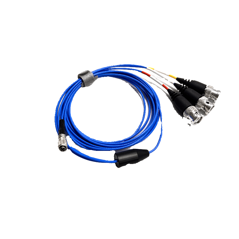 1/4-28UNF to BNC four-core connector suitable for PCB three-axis sensor vibration acceleration connection line customization blue 10m