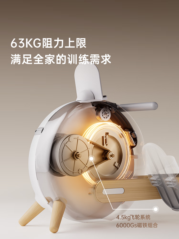 YOU MEI R6 rowing machine home fitness magnetic resistance silent comprehensive trainer intelligent boat sliding machine self-generated 36-block magnetic resistance aluminum alloy double slide rail 63KG resistance