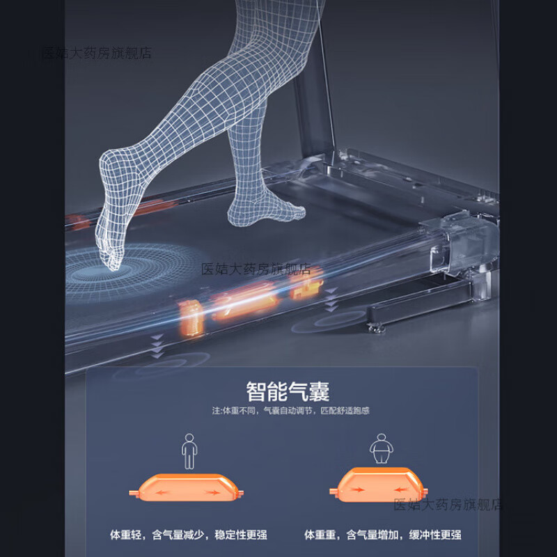 Huawei Smart Selection Huawei Smart Selection co-branded Yi Jian Foldable Treadmill Home Indoor Shock Absorbing Walking Machine Simple S8 Treadmill 90-degree vertical folding covers an area of only 0.26m square -