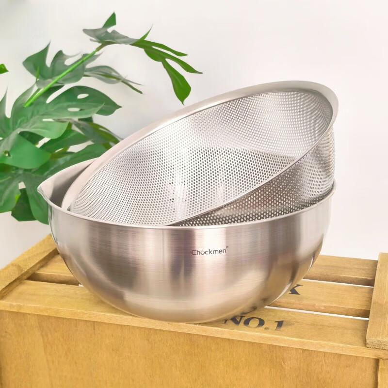 NAOISKEY/Stainless Steel Wash Basin Thickened Large Capacity Rice Basin Kitchen Drain Basin 4 Liter Zhuo Deming with original box