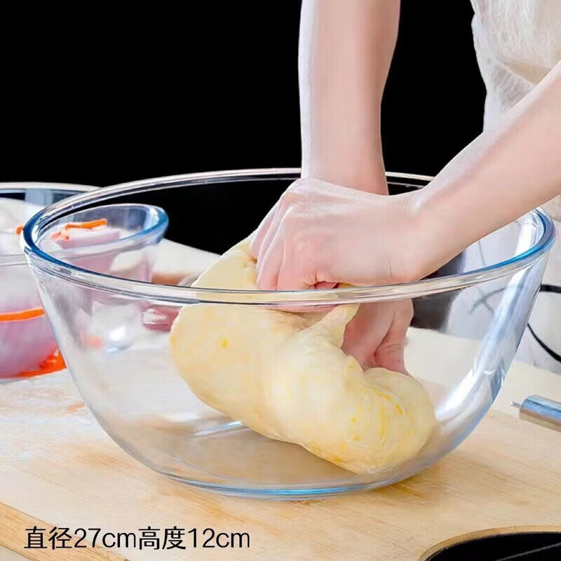 Taixige thickened high borosilicate glass bowl, transparent salad bowl, large and non-stick basin, baking and egg bowl, high temperature resistant 3200ml