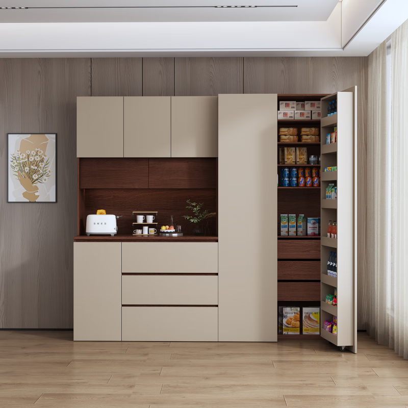 Shu Yiran mid-century style living room dining cabinet wall-mounted integrated storage cabinet multi-functional snack wine cabinet home dining room tea high cabinet Contact customer service to customize color and size