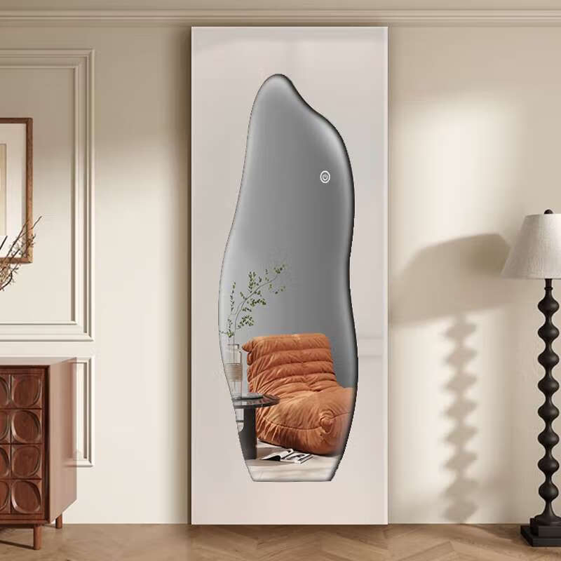 Translational ghost door French medieval style invisible mirror suspended magazine aluminum alloy trackless solid wood ghost door wooden door mirror art ghost door