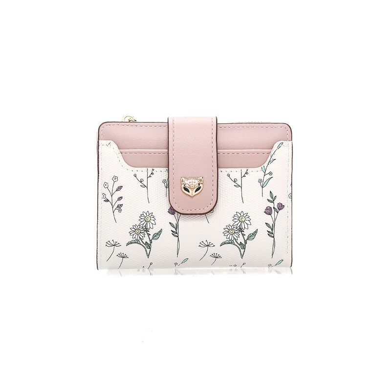 Golden Fox (FOXER) Women's Coin Purse Large Capacity Short Two-fold Card Holder Zipper Money Holder Clutch Bag Birthday Gift for Girlfriend