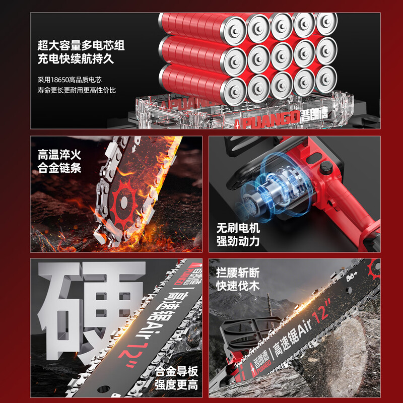 Plande rechargeable electric saw household logging saw brushless electric chain saw high power logging saw cutting saw D12C-3C15JS