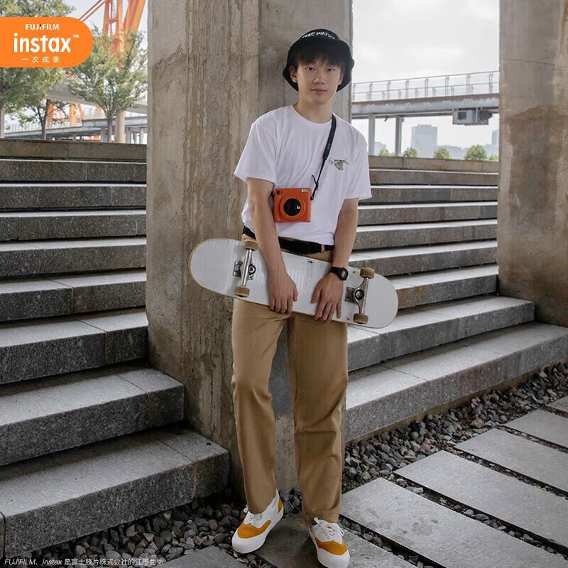 Fuji instax Polaroid SQUARE SQ1 one-time imaging camera square retro camera ocher orange package three