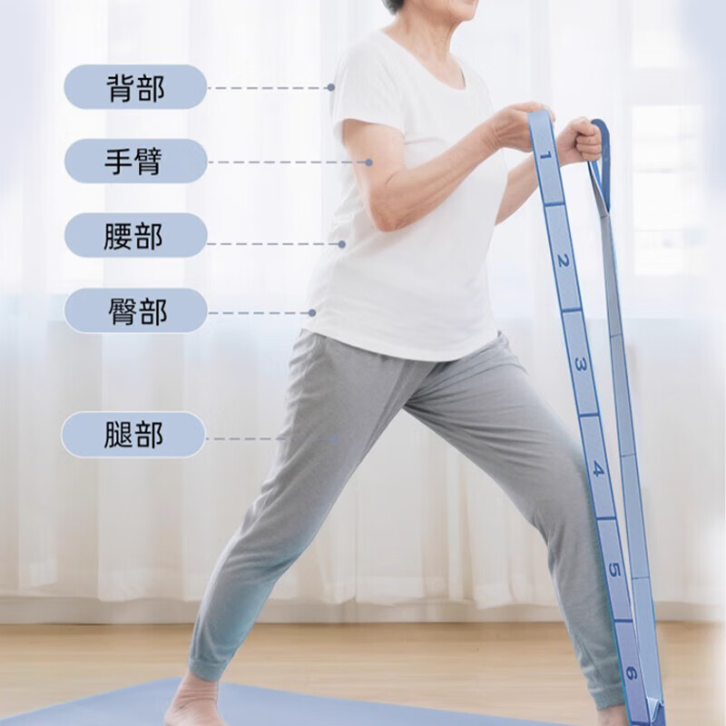 Middle-aged and elderly digital yoga stretching resistance band leg section resistance muscle-building elastic band women's fitness tension pink 8 grid preliminary training