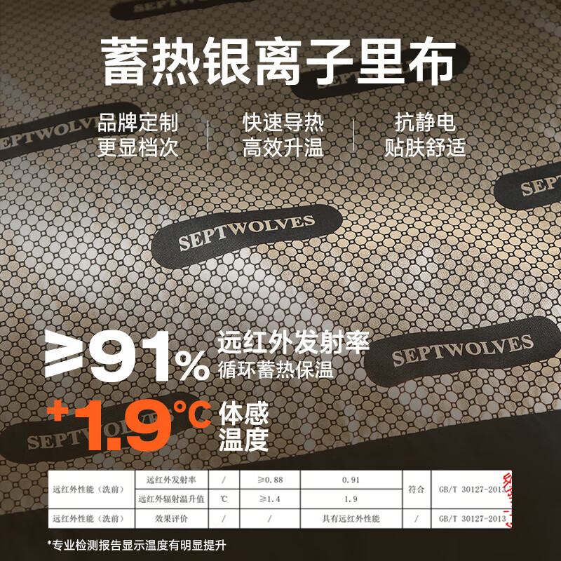 Septwolves three-proof goose down down jacket men's winter short stand-up collar channel anti-static warm and comfortable men's clothing