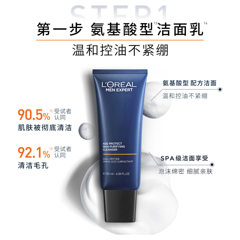 L'Oreal men's spokesperson's same youthful muscle source cleansing water emulsion cream lightening family anti-wrinkle firming skin care products
