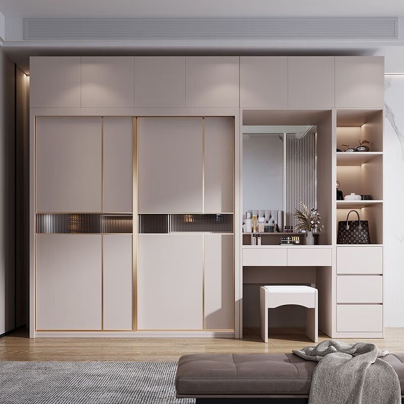 Modern simple wardrobe home bedroom small apartment sliding door cabinet master bedroom economical assembled wardrobe storage cabinet 1.2 single wardrobe
