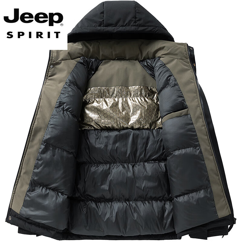 JEEP SPIRIT Jeep down cotton men's jacket 2025 winter new thickened cotton windproof jacket J6987 black 4XL 170-185 catties